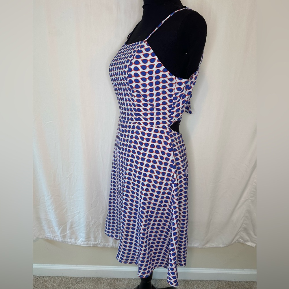 MOLLY BRACKEN Womens Sunglasses Motif Dress - Sz M Sleeveless Blue Orange #652 - Picture 4 of 9